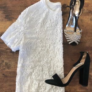 Zara White/ Ivory Sequins Top